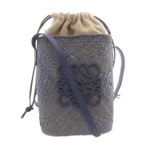 スクエアポケット イラカヤシ&カーフ ショルダーバッグ ブルー