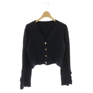 Ringrin CROP カーディガン ニット 長袖 薄手 紺 /NR OS