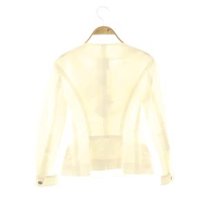 CELINE ノーカラー ジャケット 薄手 ロゴボタン 34 アイボリー