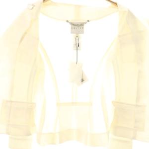 CELINE ノーカラー ジャケット 薄手 ロゴボタン 34 アイボリー