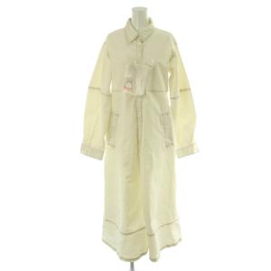 24SS デニムシャツワンピース M 白 ホワイト 配色ステッチ /AG OS