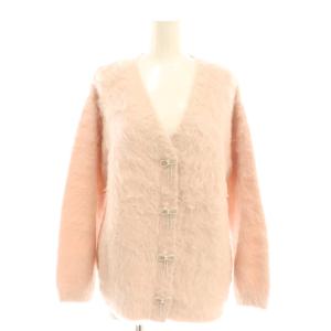 24AW ビジューリボンミドルカーディガン ニット アルパカ混 F ピンク /CX OS