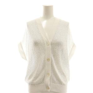 25SS 5Gスパンコールカーディガン ホワイト シルバーカラー