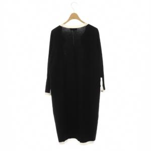 MADISONBLUE NO COLLAR LONG KNIT C/D カーディガン バイカラー XS ブラック ホワイト /CX