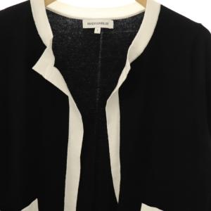 MADISONBLUE NO COLLAR LONG KNIT C/D カーディガン バイカラー XS ブラック ホワイト /CX