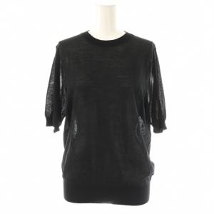 23SS Sheer ハーフスリーブ プルオーバー ニット カットソー 半袖 ブラック /HK OS