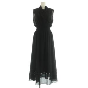 ドレープネックウエストシャーリングワンピ ワンピース ロング シアー ノースリーブ 1 ブラック /MY