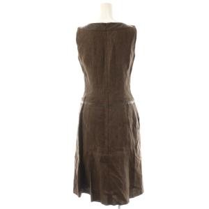 FOXEY BOUTIQUE リネンフェイクレザーワンピース 38 ブラウン 17941 /DO OS