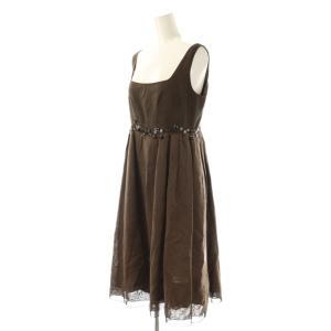 FOXEY BOUTIQUE ノースリーブワンピース 40 ブラウン ブラック 21940 /DO OS