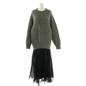 25AW BRUSHED YARN KNIT DOCKING OP  ワンピース ニット サテン 1 グレー