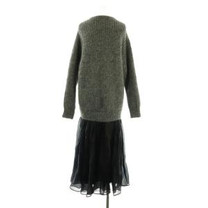 ELENDEEK 25AW BRUSHED YARN KNIT DOCKING OP  ワンピース ニット サテン 1 グレー