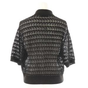 JUSGLITTY 25SS 襟付柄編カーディガン ニット 半袖 2 ブラック /HK OS
