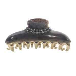 ヘアクリップ グレー ゴールド色 /SR