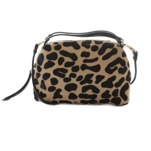 アリファ ALIFA 2WAYバッグ ショルダー ハンド レオパード柄 ハラコ ベージュ 黒 ブラック