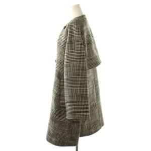 GALERIE VIE 24AW グレナカートチェック カラーレストレンチロング コート F ブラック ベージュ