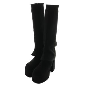 EMODA ロングブーツ ブーツカット 厚底 S 黒 ブラック /AQ OS