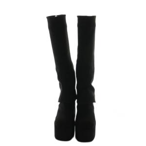 EMODA ロングブーツ ブーツカット 厚底 S 黒 ブラック /AQ OS