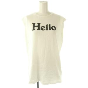 HELLO NOSLEEVE TEE Tシャツ カットソー S ホワイト ブラック /CX OS SH