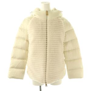 PI055DR エコファーコンビダウンジャケット 40 アイボリー モカ