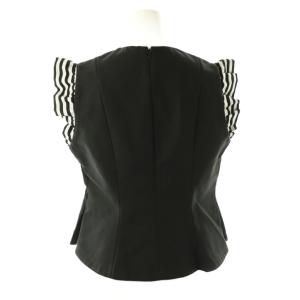 BORDERS at BALCONY 24SS BORDER FRILL TOP トップス カットソー フレンチスリーブ フリル 38 ブラック