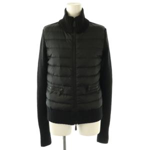 ダウン ウールニットジャケット 切替 ジップアップ XS ブラック /HK OS