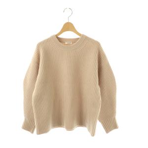 フレンチウール 両畦 プルオーバー ニット セーター 長袖 ベージュ /HK OS