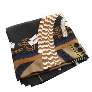 HERMES 24SS カレ90 SILLA DE GAUCHO ビーズ刺繍スカーフ ブラック