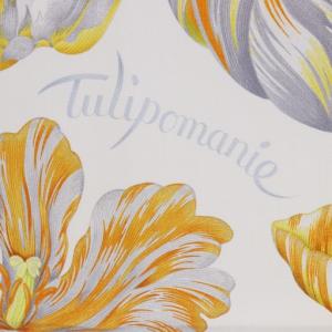 HERMES スカーフ カレ90 Tulipomanie シルク ホワイト