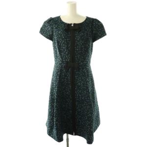 24AW 小花柄ジャガードドレス ワンピース 38 グリーン