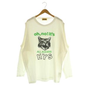 23AW OH,NO!ITS オーバーサイズTシャツ 長袖 オープンショルダー プリント F ホワイト