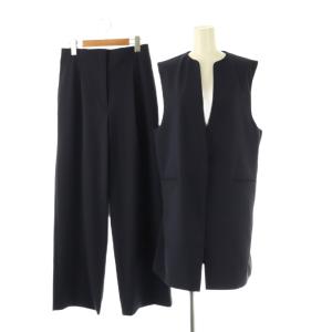 25SS ハイストレッチトリコットミドルジレ パンツ ワイド セットアップ M L ネイビー /HK OS