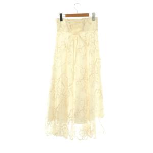 SNIDEL 24AW ラメエンブロイダリースカート フレア ロング 1 アイボリー /HK OS