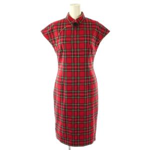 チェック チャイナ ワンピース レッド マルチカラー /ES OS