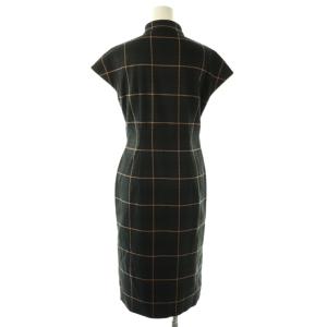 MASSE MENSCH チェック チャイナ ワンピース ひざ丈 38 ブラック グリーン /DF OS