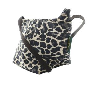 Hervé Chapelier ナイロン舟型ショルダーバッグXS レオパード柄 黒 ブラック ベージュ 1927F /SS OS