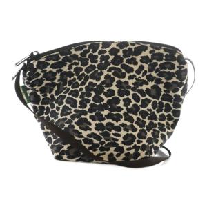 ナイロン舟型ショルダーバッグS レオパード柄 ブラック ベージュ 2885F