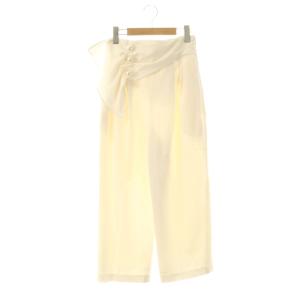 23SS ハイウエストパールベルトパンツ ワイド 38 オフホワイト /HK OS