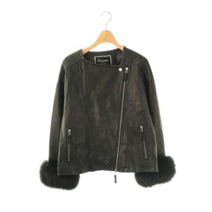 ファーライダースジャケット レザージャケット ブルゾン 羊革 36 ブラック /ES OS