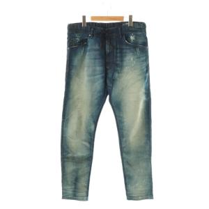 NARROT-NE ダメージ加工 ジョグジーンズ ソフトデニムパンツ 32 ブルー /ES OS