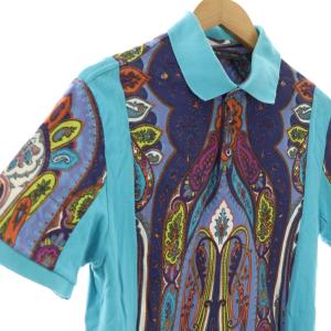 ETRO ペイズリー柄 ポロシャツ XL ターコイズブルー マルチカラー /ES OS
