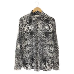 ペイズリー柄 花柄 シャツ 長袖 44 ブラック ホワイト /ES OS