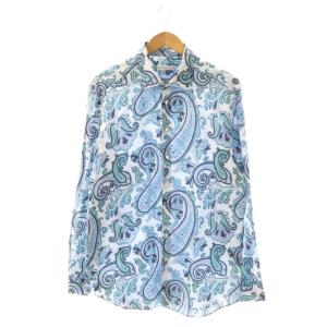 ペイズリー柄 シャツ 長袖 44 ホワイト マルチカラー /ES OS