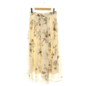 25AW ボタニカルプリントシアータックスカート 1 アイボリー マルチカラー /DO OS