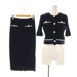 25AW メタルボタンニットセットアップ タイトスカート ロング F ネイビー /HK OS