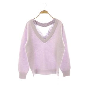 25AW フォックス衿レースプルオーバー ニット セーター 長袖 F ライラック /HK OS
