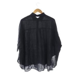 Spick&Span 25SS 60リネンキャンバスドルマンンスリーブシャツ 七分袖 ネイビー /HK OS