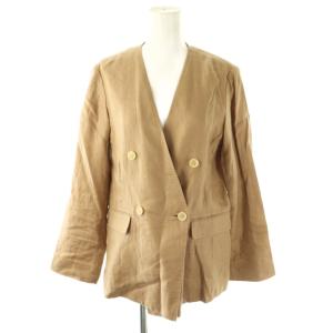 フレンチリネンVネックジャケット ノーカラー リネン 36 ベージュ /NR