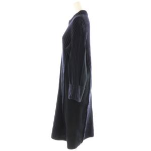 Martin Margiela 14 ウール 素材切り替え ニットワンピース 長袖 ミモレ ロング ウール XS 紺 /NR OS