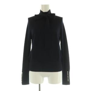 23AW フェイクパール装飾ハイネックニット セーター 長袖 リボン付 F ブラック /MY OS