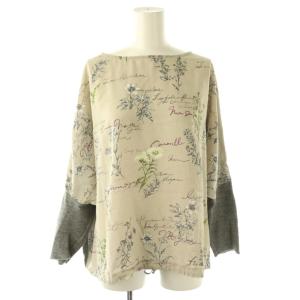 フロント花プリントニット カットソー F グレー ライトベージュ マルチカラー /DO OS SH